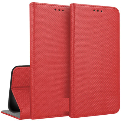   Кожен калъф тефтер и стойка Magnetic FLEXI Book Style за Samsung Galaxy A14 5G SM-A146B червен 